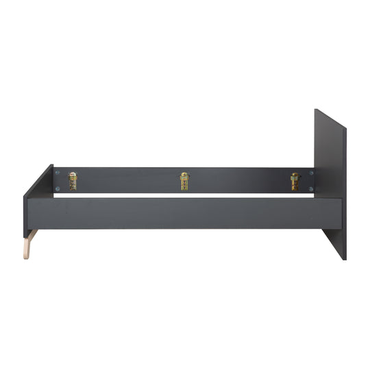 Cama juvenil 'Jara' 90 x 200 cm - Decoración antracita - Patas de haya maciza