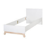 Letto per ragazzi "Clara" 90 x 200 cm - Decoro bianco - Piedi in vero legno di faggio