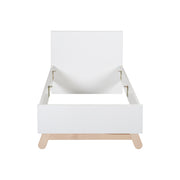 Letto per ragazzi "Clara" 90 x 200 cm - Decoro bianco - Piedi in vero legno di faggio