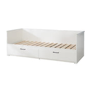Lit de jour 'Sylt', extensible, blanc, 2 tiroirs, espace de rangement, lit invité dans la chambre des enfants