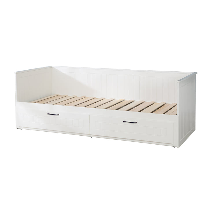 Lit de jour 'Sylt', extensible, blanc, 2 tiroirs, espace de rangement, lit invité dans la chambre des enfants