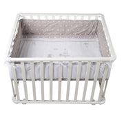 Box per bambini "Indibaer", 75 x 100 cm, box sicuro incl. cuscinetti di protezione e ruote, bianco