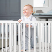 Parc bébé "roba Style", 75 x 100 cm, bois blanc, incl. insert de protection grise et roulettes
