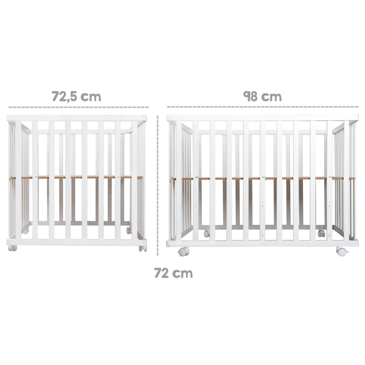 Wooden Playpen 'roba Style', 75 x 100 cm, white, incl. gray protective insert & castors