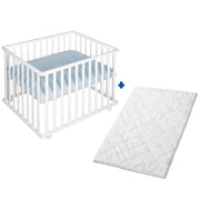 Parque infantil 'roba Style', 75 x 100 cm, incl. inserto protector azul claro y rollos, blanco