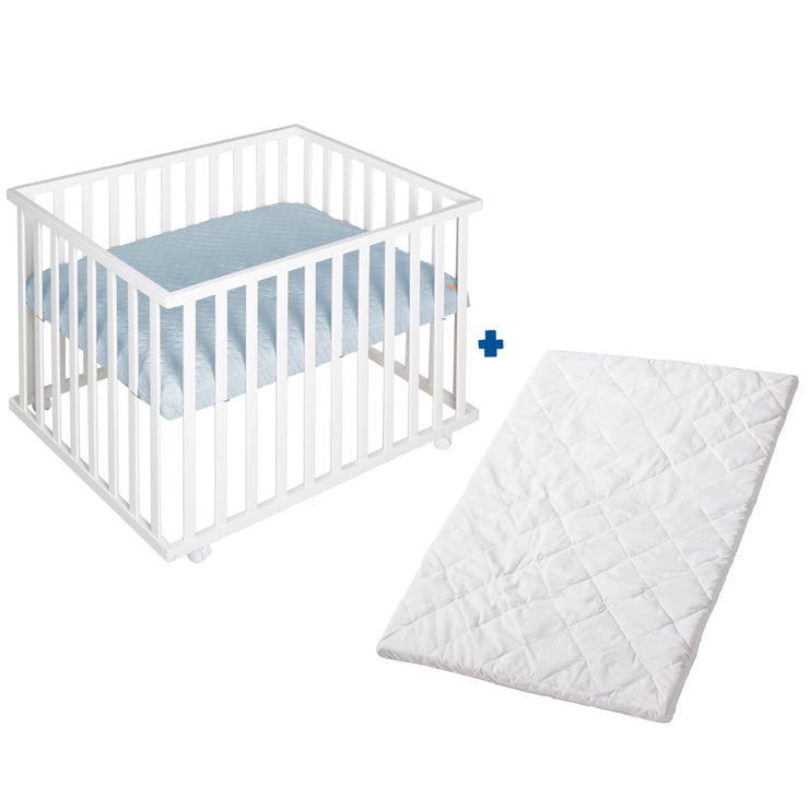 Pull -up 'Roba Style', 75 x 100 cm, wood white, including light blue protective insert & roll