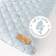 Parc bébé "roba Style", 75 x 100 cm, bois blanc, incl. insert de protection bleu clair et roulettes