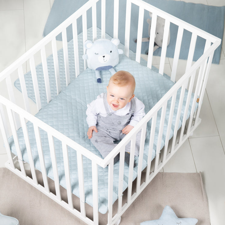 Pull -up 'Roba Style', 75 x 100 cm, wood white, including light blue protective insert & roll