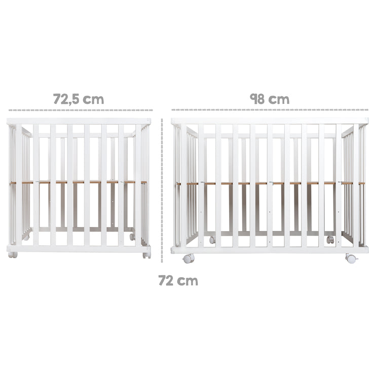 Box per bambini "roba Style", 75 x 100 cm, incl. cuscinetti di protezione e ruote, bianco