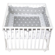 Box per bambini "Little Stars", 100 x 100 cm, box sicuro incl. cuscinetti di protezione e ruote, bianco