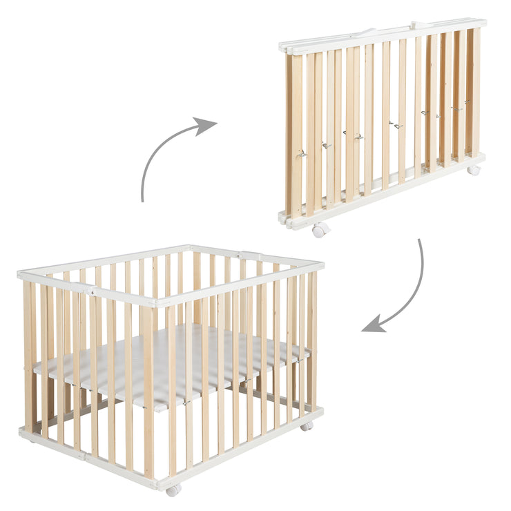 Running pliable, bicolor, 75 x 100 cm, grille de jeu de l'économie d'espace, y compris le roulement