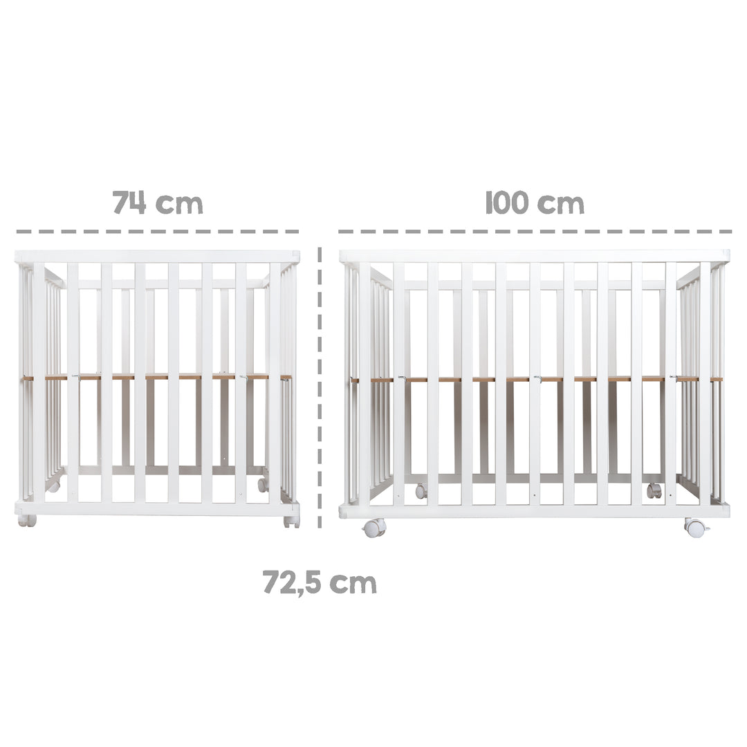 Parc bébé pliable 75 x 100 cm avec fond en film rembourré et roulettes - Taupe