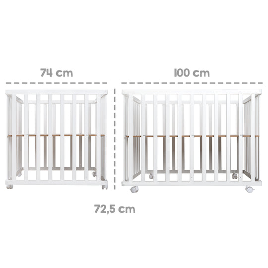 Parc bébé pliable 75 x 100 cm avec fond en film rembourré et roulettes - Taupe