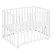 Parc pliable, blanc, 75 x 100 cm, parc peu encombrant, roulettes incluses