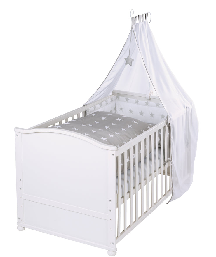 Set lit complet "Little Stars", 70 x 140 cm, blanc, incl. draps, baldaquin, nid et matelas