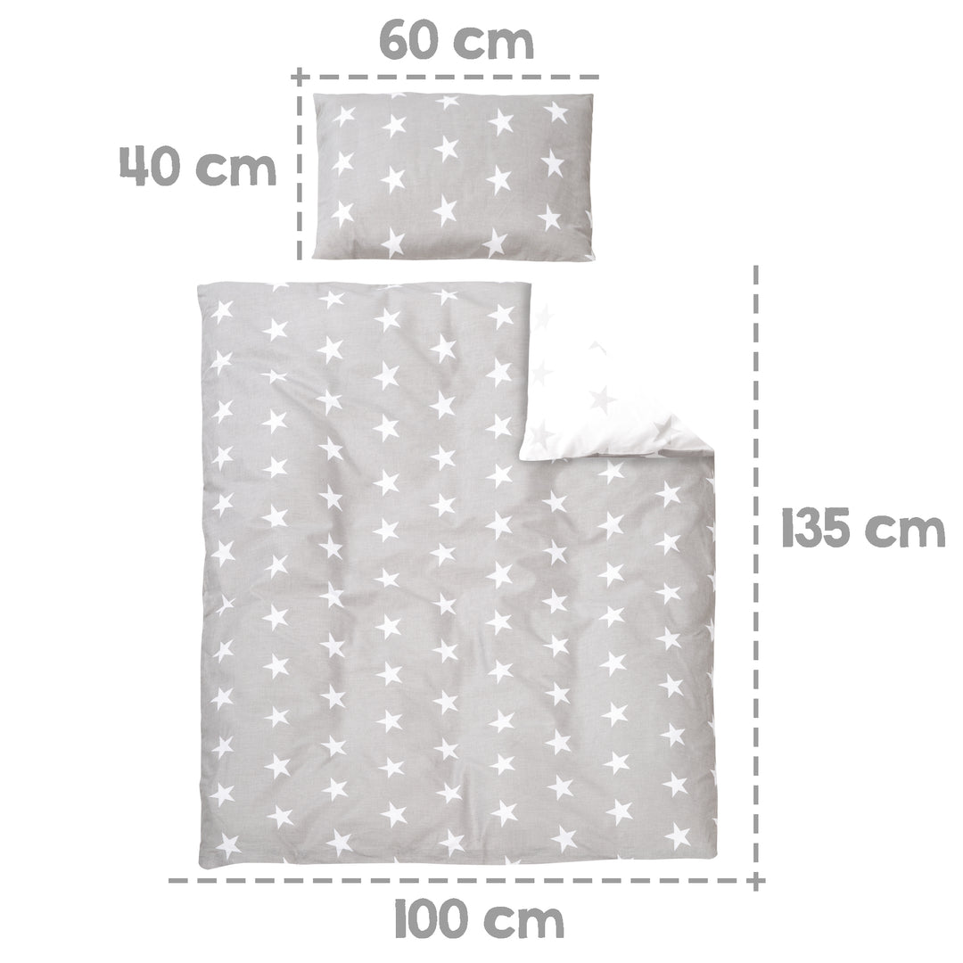 Juego completo de cama 'Little Stars', 70 x 140 cm, convertible, incluye ropa de cama, dosel, nido y colchón