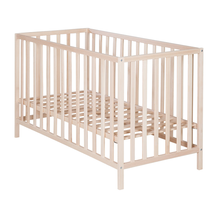 Letto per bambini "Cosi" 60 x 120 cm, in legno massello di faggio, naturale, regolabile in 3 posizioni in altezza