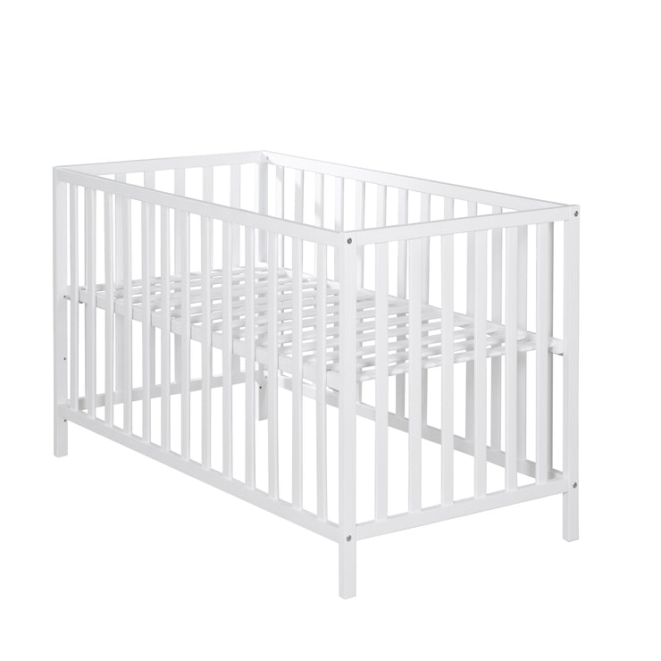Children's bed 'Cosi' 60 x 120 cm, made of solid beech wood, painted white, 3-way height adjustable