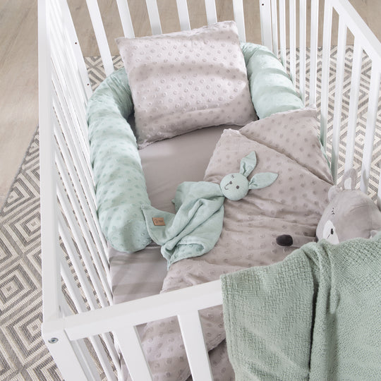 Cama infantil 'Cosi' 60 x 120 cm, en madera maciza de haya lacada en blanco, ajustable en 3 alturas