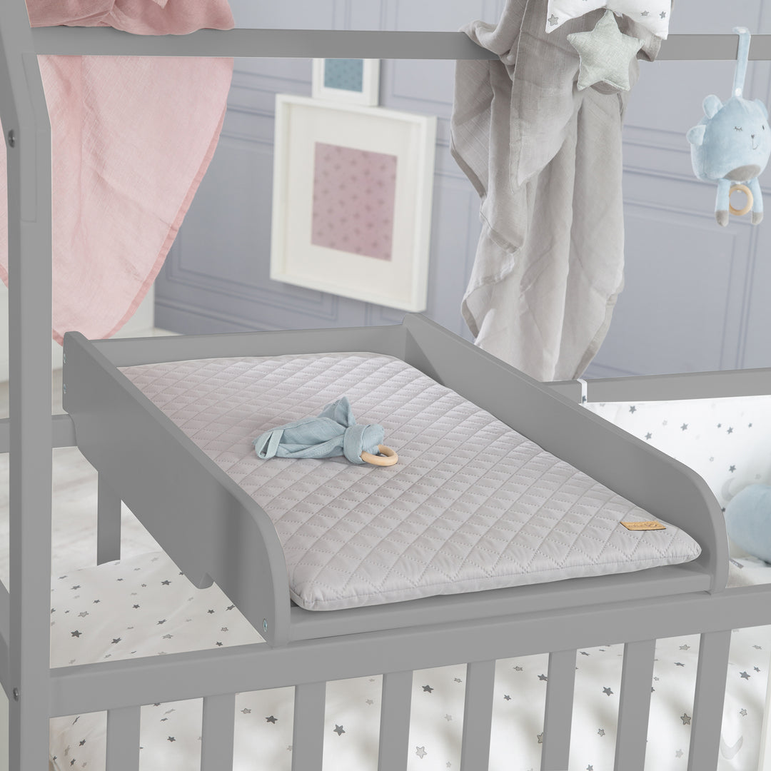 Cama casita 60 x 120 cm, certificado FSC, topo, ajustable en 6 posiciones, apto como cuna y cuna de colecho