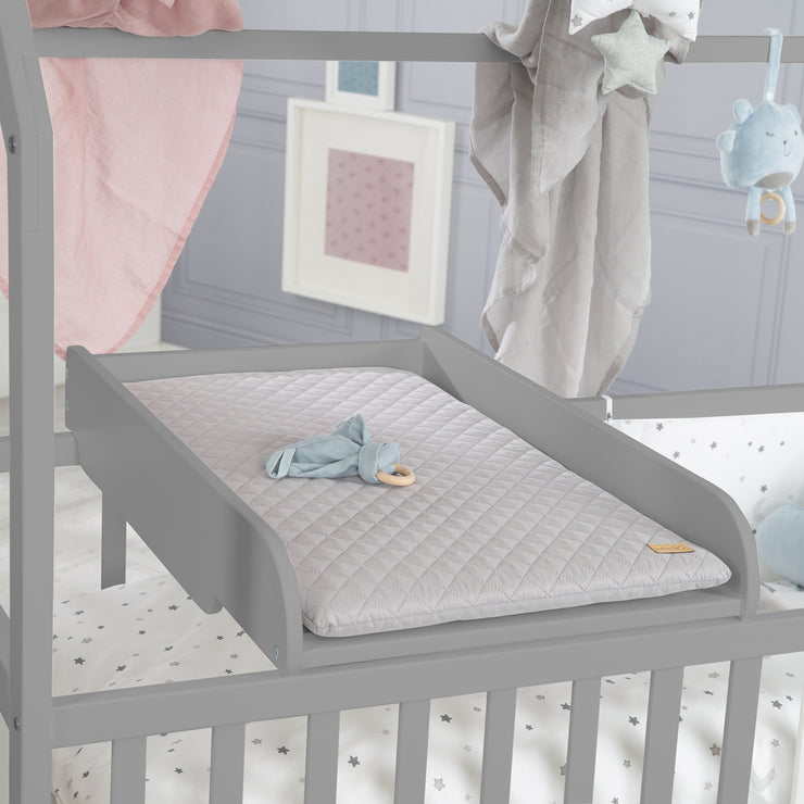 House bed 60 x 120 cm, FSC certified, taupe, 6-foldable, suitable as a baby and side bed