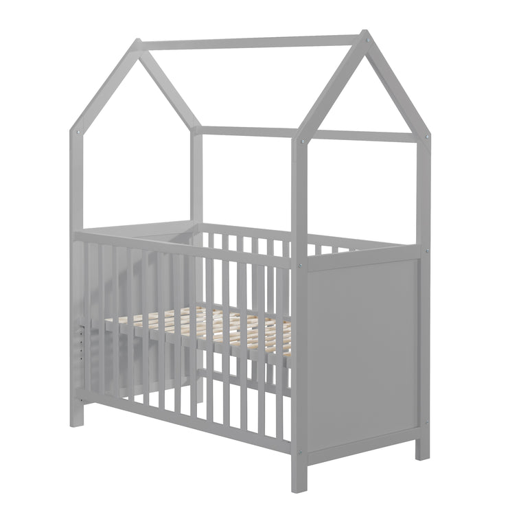 House bed 60 x 120 cm, FSC certified, taupe, 6-foldable, suitable as a baby and side bed