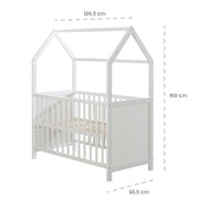 Lit cabane 60 x 120 cm, certifié FSC, lit bébé et d'appoint, gris, réglable en 6 directions, convertible