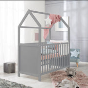 Hausbett 60 x 120 cm, FSC zertifiziert, taupe, 6-fach verstellbar, als Baby- & Beistellbett geeignet