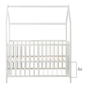Cama de la casa 60 x 120 cm, FSC certificado, blanco, ajustable 6 veces, adecuado como un bebé y cama lateral