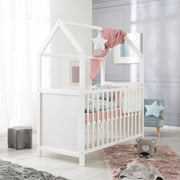 Cama de la casa 60 x 120 cm, FSC certificado, blanco, ajustable 6 veces, adecuado como un bebé y cama lateral