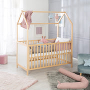 Hausbett 70 x 140 cm, FSC zertifiziert, Kombi-Kinderbett, bicolor, 3-fach verstellbar, umbaubar