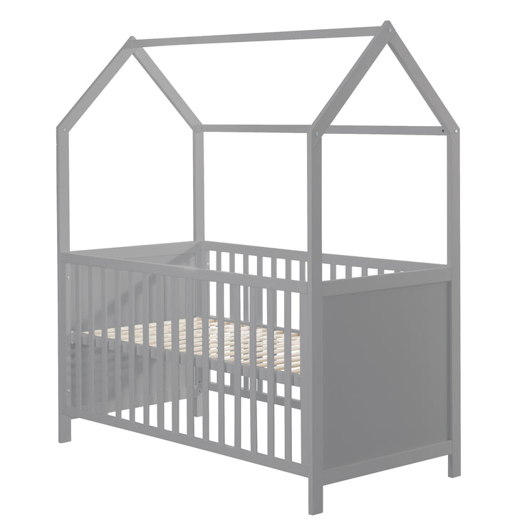 Hausbett 70 x 140 cm, FSC zertifiziert, Kombi-Kinderbett, taupe, 3-fach verstellbar, umbaubar
