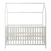 Cama de la casa 70 x 140 cm, FSC certificada, cama combinada para niños, blanco, 3 veces ajustable, convertible