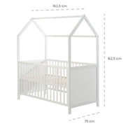 Cama de la casa 70 x 140 cm, FSC certificada, cama combinada para niños, blanco, 3 veces ajustable, convertible