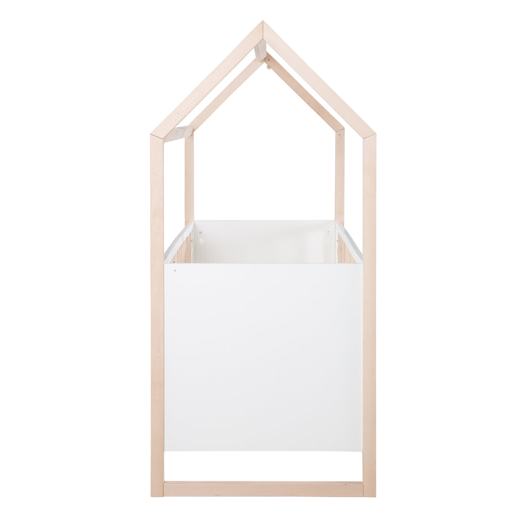 Lettino a casetta 70x140 cm - regolabile in altezza - trasformabile - faggio naturale - legno bianco