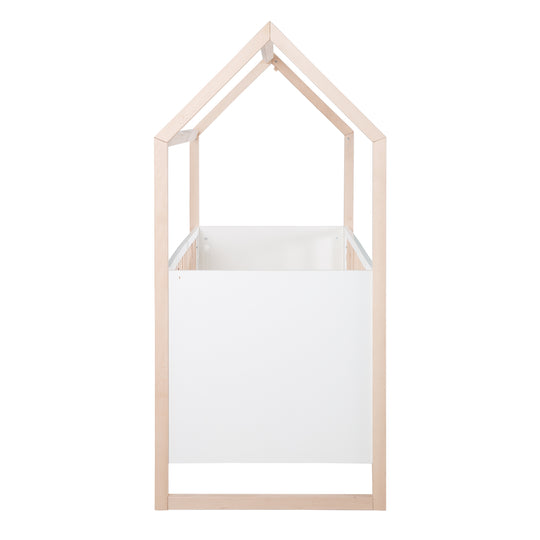 Lettino a casetta 70x140 cm - regolabile in altezza - trasformabile - faggio naturale - legno bianco