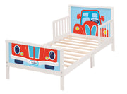 Letto a tema "Rennfahrer", culla 70 x 140 cm, incl. materasso, biancheria da letto e rete a doghe