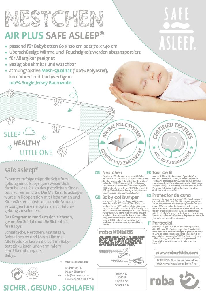 Tour de lit "safe asleep®" Air PLUS "miffy®", air circulant, nid avec système AIR-Balance