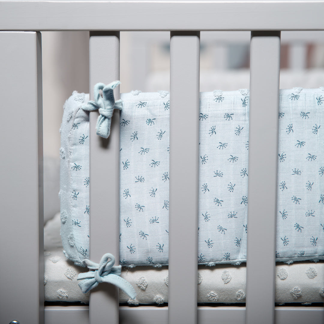 Organic Bed Bumper 'Lil Planet', Organic Cotton, for Beds 60 x 120 cm/70 x 140 cm, Light Blue
