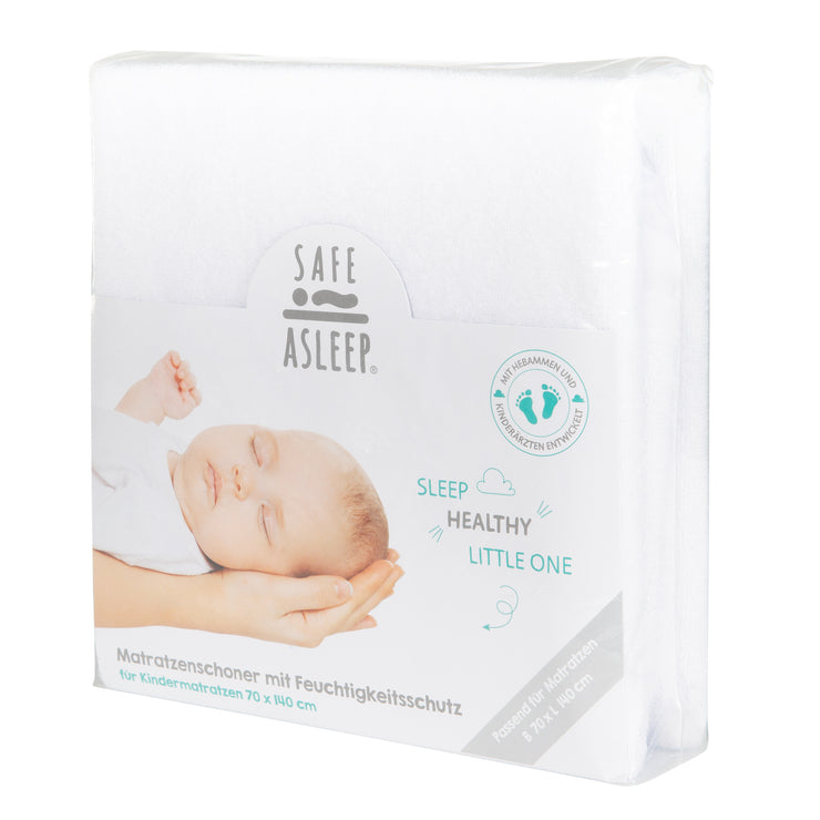 Matratzenschoner 'safe asleep®' mit Feuchtigkeitsschutz, aus weißem Frotteegewebe