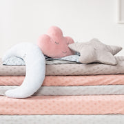 Cojín de peluche nube 'estilo roba', rosa / malva, cojín mullido para habitaciones de bebés y niños