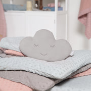 Cojín de peluche nube 'estilo roba', gris plateado, cojín mullido para habitaciones de bebés y niños