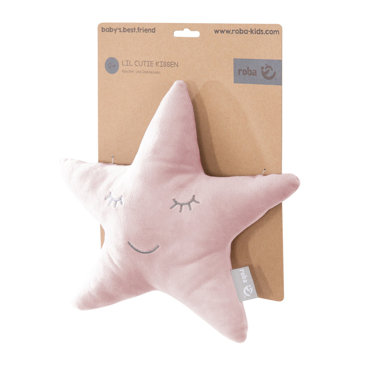 Cuddly pillow star 'roba Style', pink/mauve, fluffy decorative pillow for baby & nursery