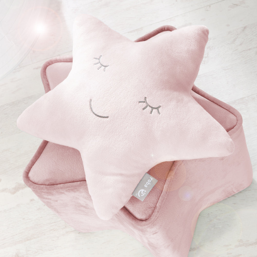 Cuddly Pillow Star 'roba Style', Pink / Mauve, Fluffy Decorative Pillow for Baby & Children's Room