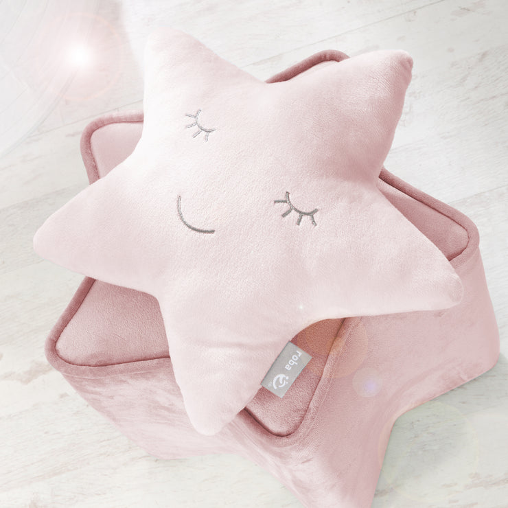 Cuddly pillow star 'roba Style', pink/mauve, fluffy decorative pillow for baby & nursery