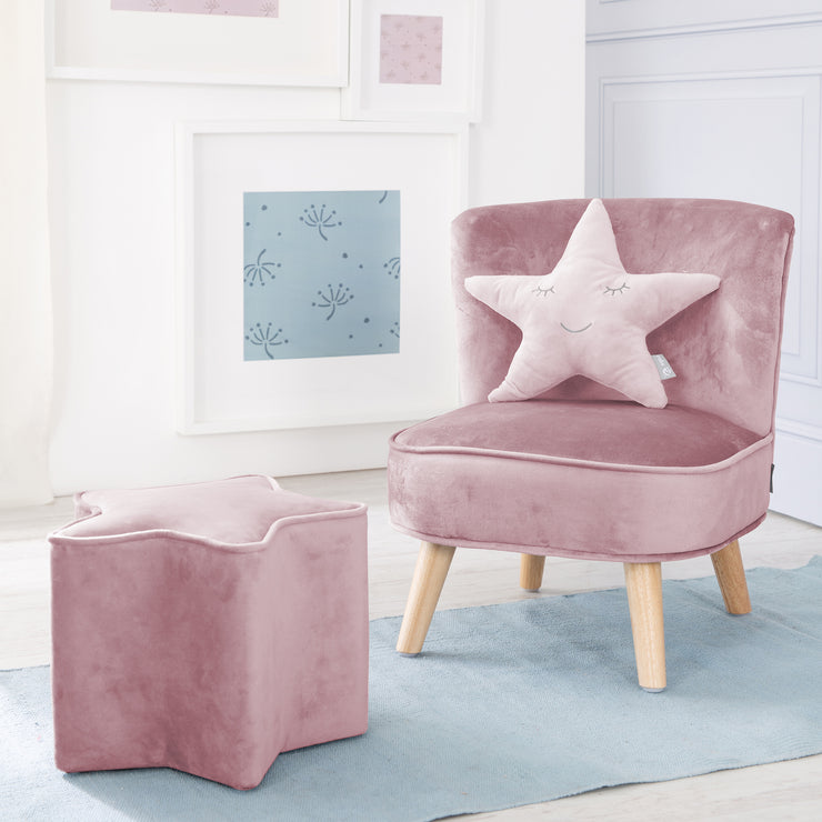Cuddly Pillow Star "Roba Style", rosa/malva, cuscino decorativo soffice per camere per bambini e bambini