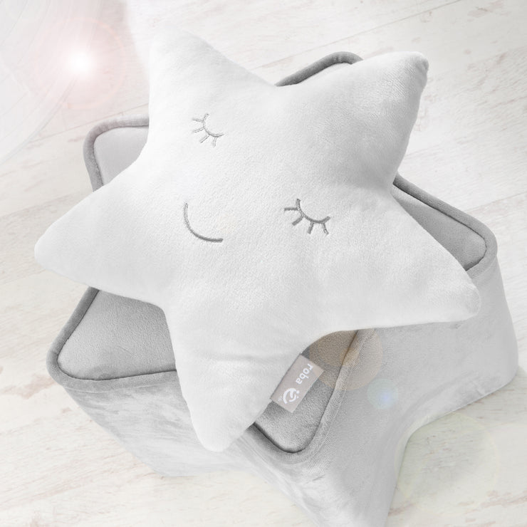 Cuddly pillow star 'roba style', silver grey, fluffy decoration pillow for baby & nursery