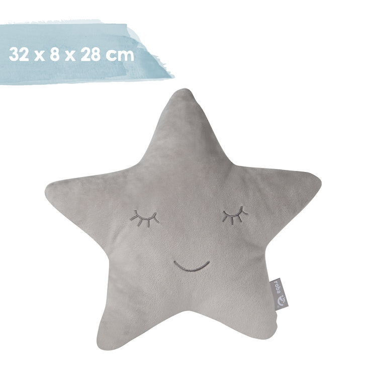 Cuddly pillow star 'roba style', silver grey, fluffy decoration pillow for baby & nursery