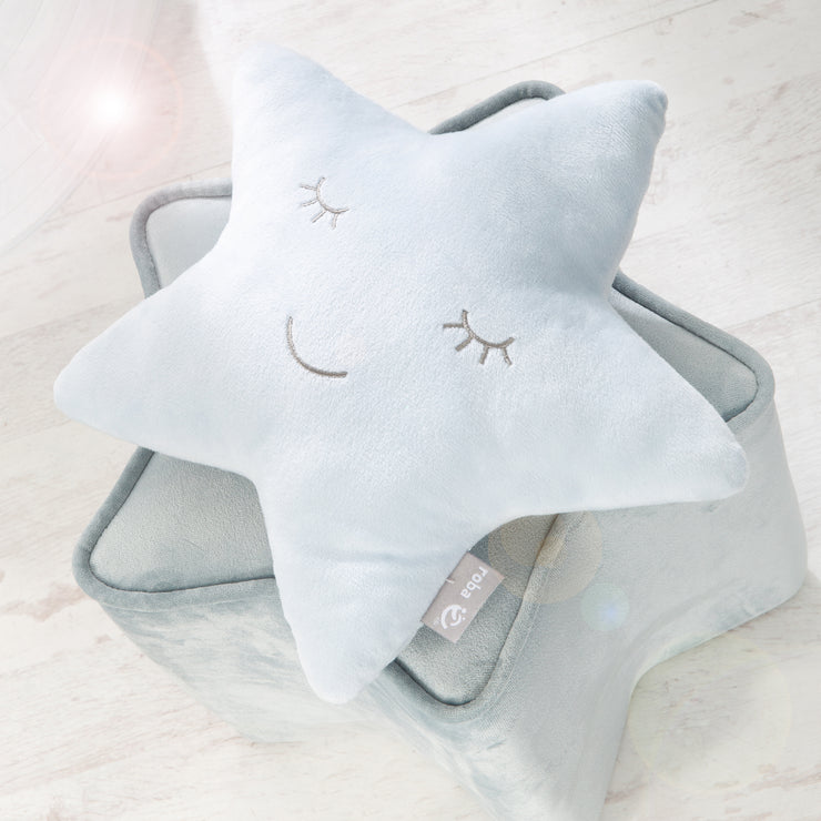 Cuddly pillow star 'roba style', light blue / sky, fluffy decorative pillow for baby & children's rooms