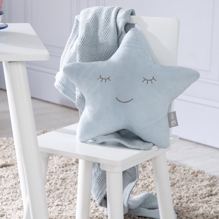 Cuddly pillow star 'Roba Style', light blue/sky, fluffy decorative pillow for baby and children's rooms